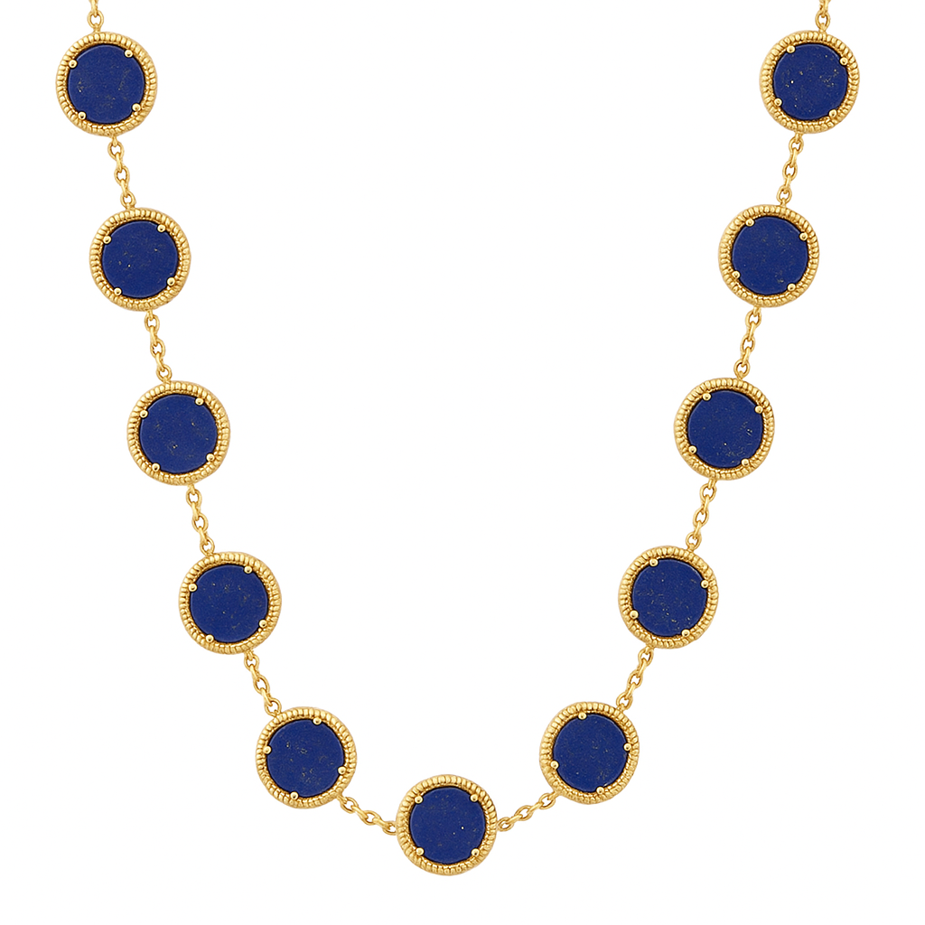 DISK NECKLACE WITH STONE INLAY