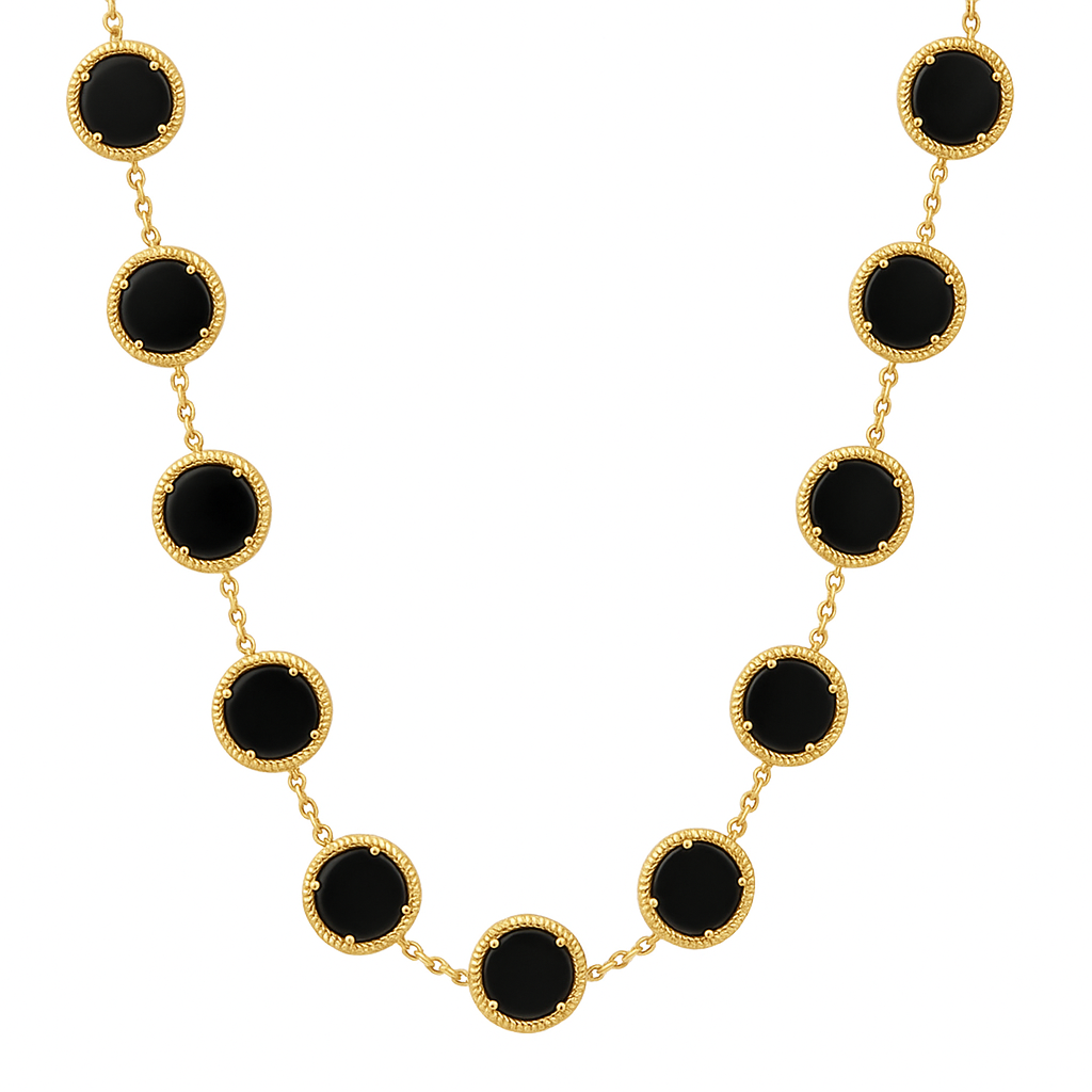 DISK NECKLACE WITH STONE INLAY