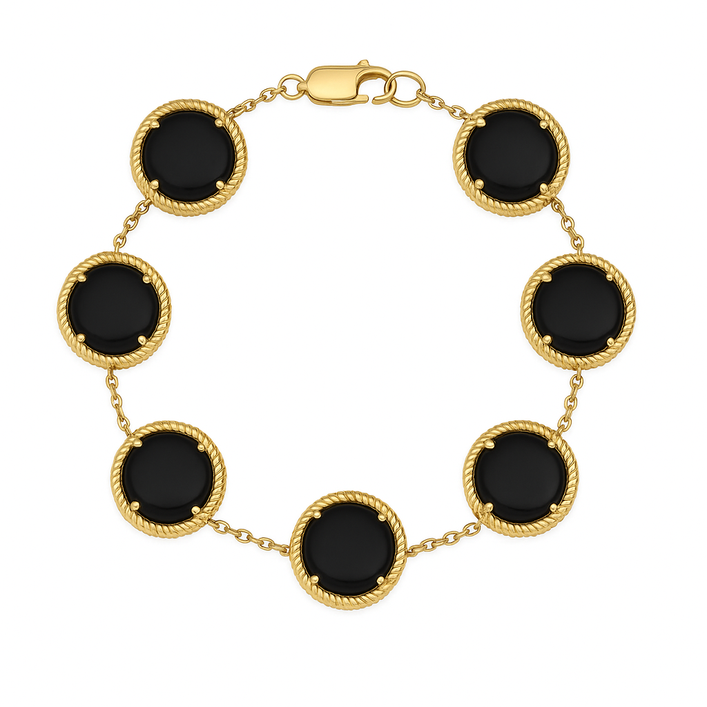 DISC BRACELET WITH STONE INLAY