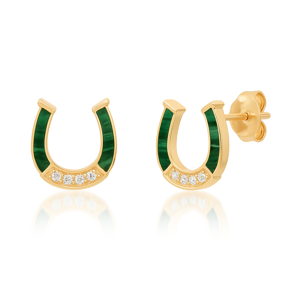MINI HORSESHOE STUDS WITH INLAY