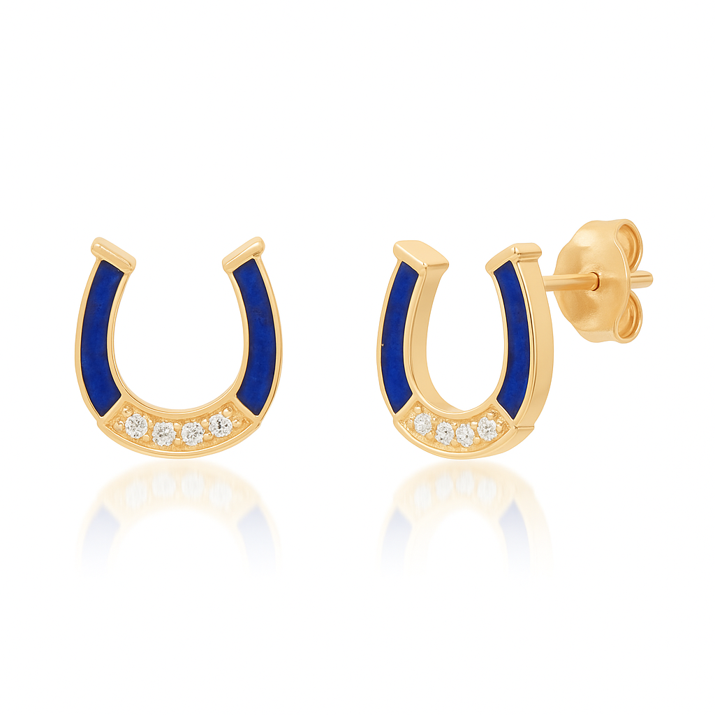 MINI HORSESHOE STUDS WITH INLAY