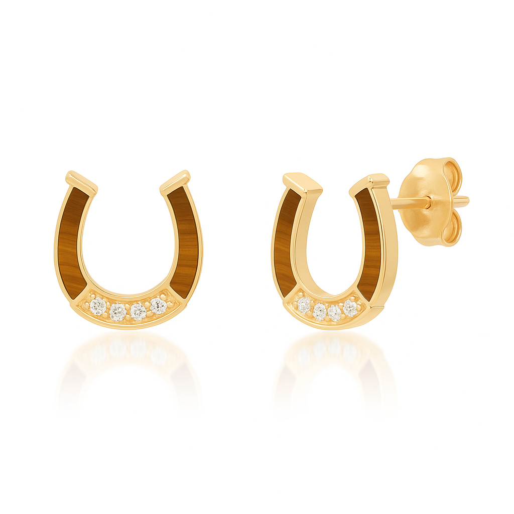 MINI HORSESHOE STUDS WITH INLAY
