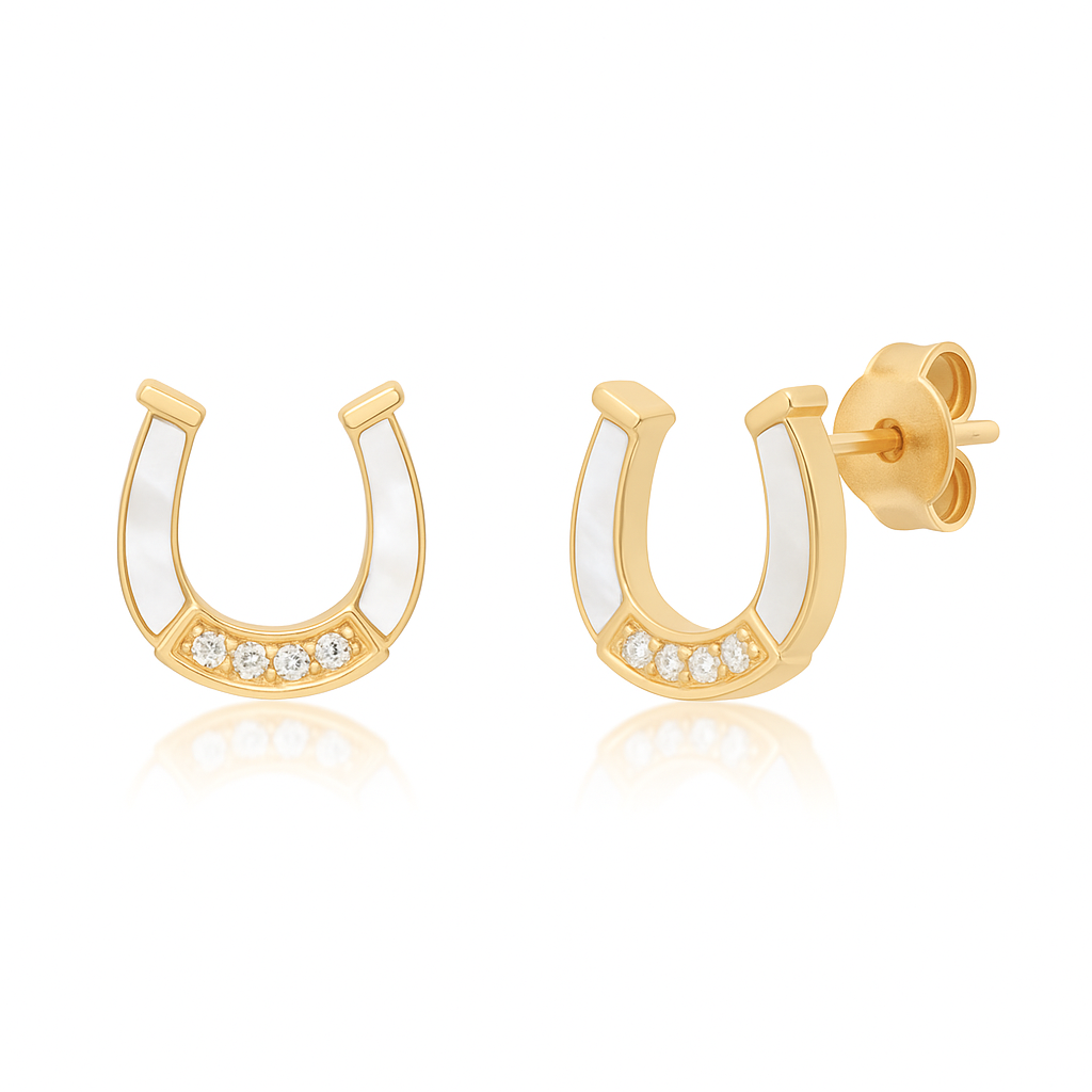 MINI HORSESHOE STUDS WITH INLAY