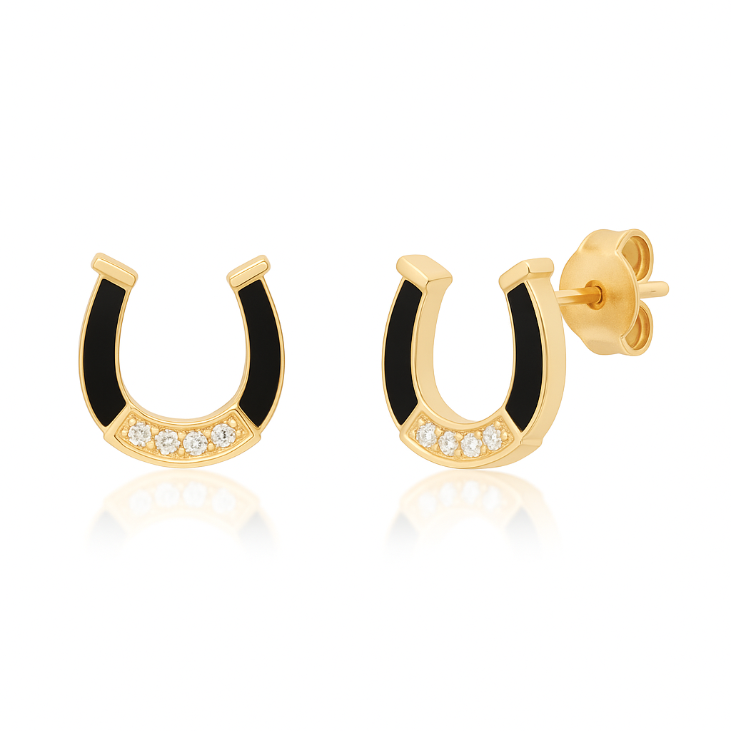 MINI HORSESHOE STUDS WITH INLAY