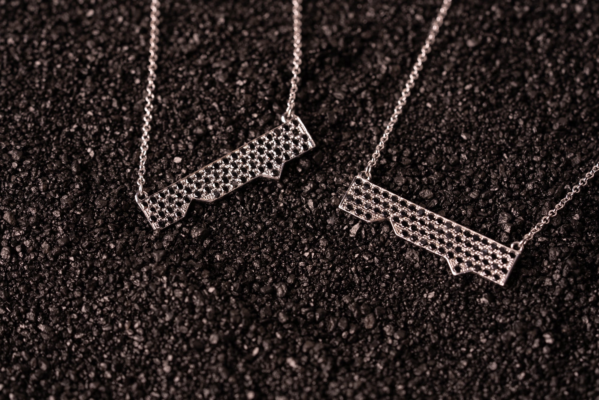 Horizontal Friendship Necklace with Black Diamonds