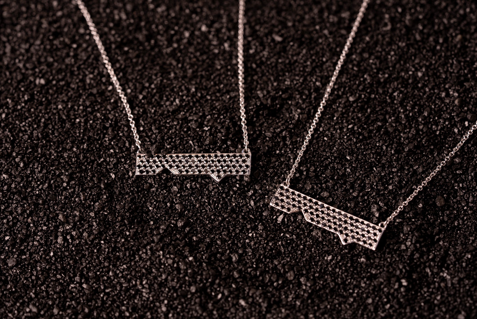 Horizontal Friendship Necklace with Black Diamonds