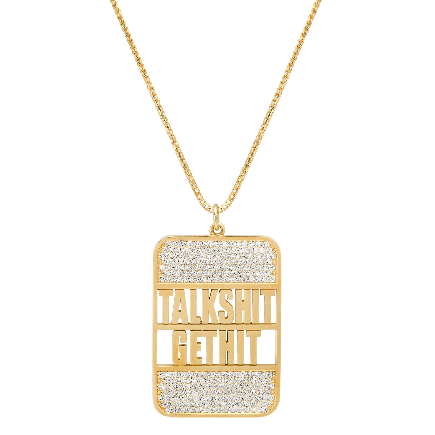 TALK SHIT GET HIT XL BANK WITH PAVE DIAMONDS 18K