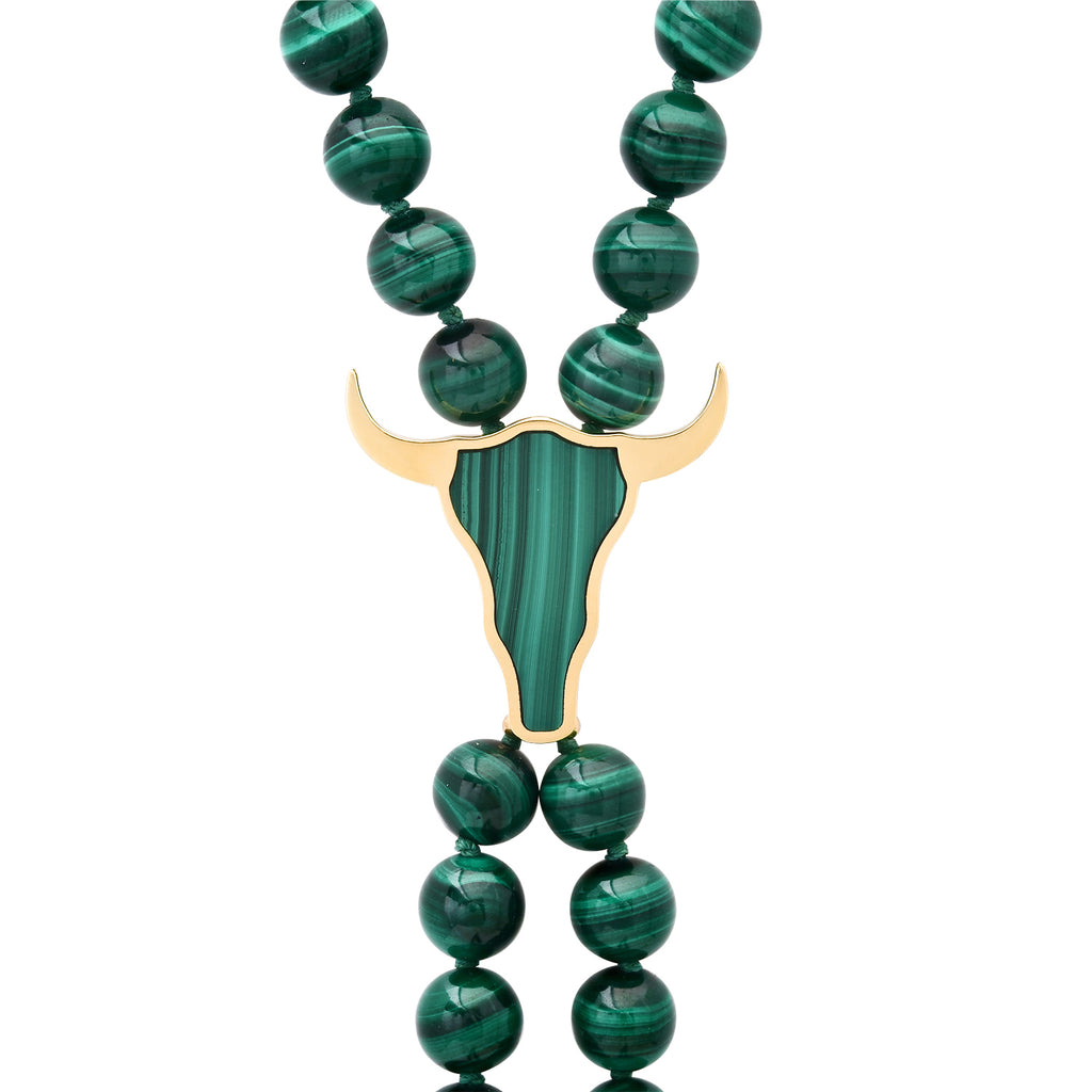 MALACHITE BULL HEAD WITH MALACHITE FACE