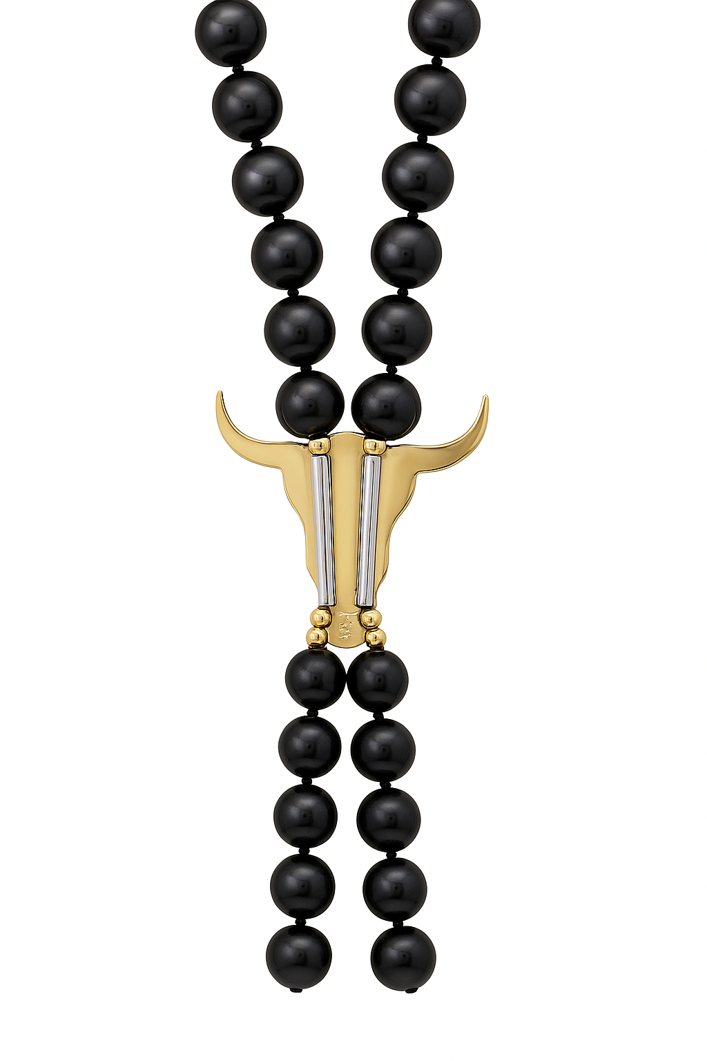 Pearl Bull Head Bolo Necklace