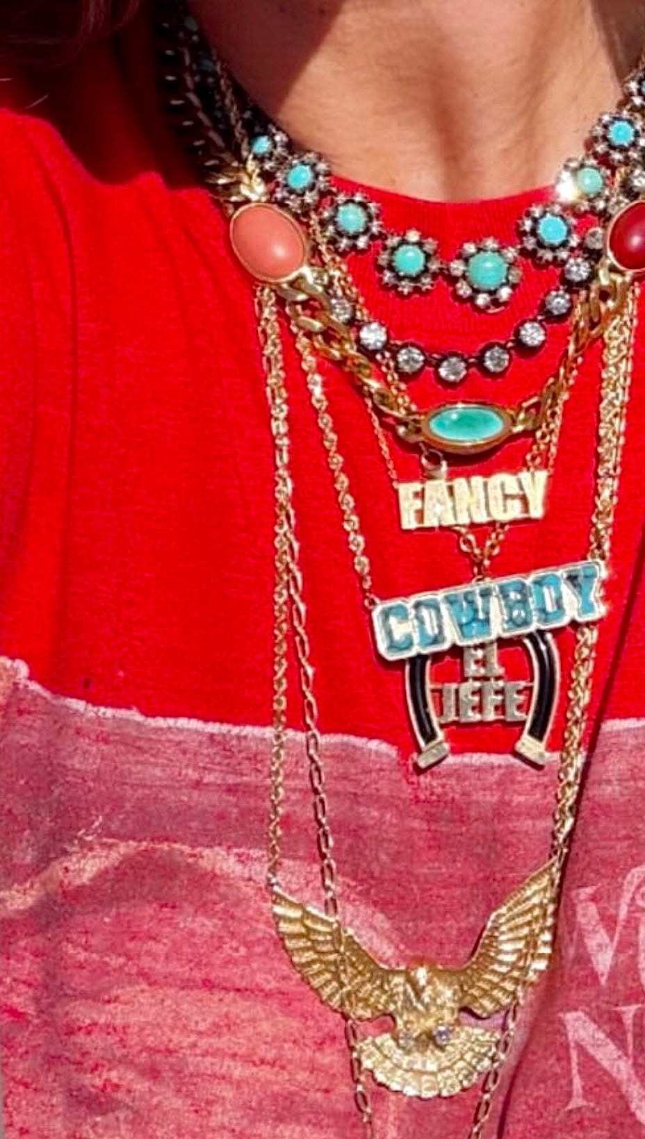 "COWBOY" JERSEY NAMEPLATE NECKLACE