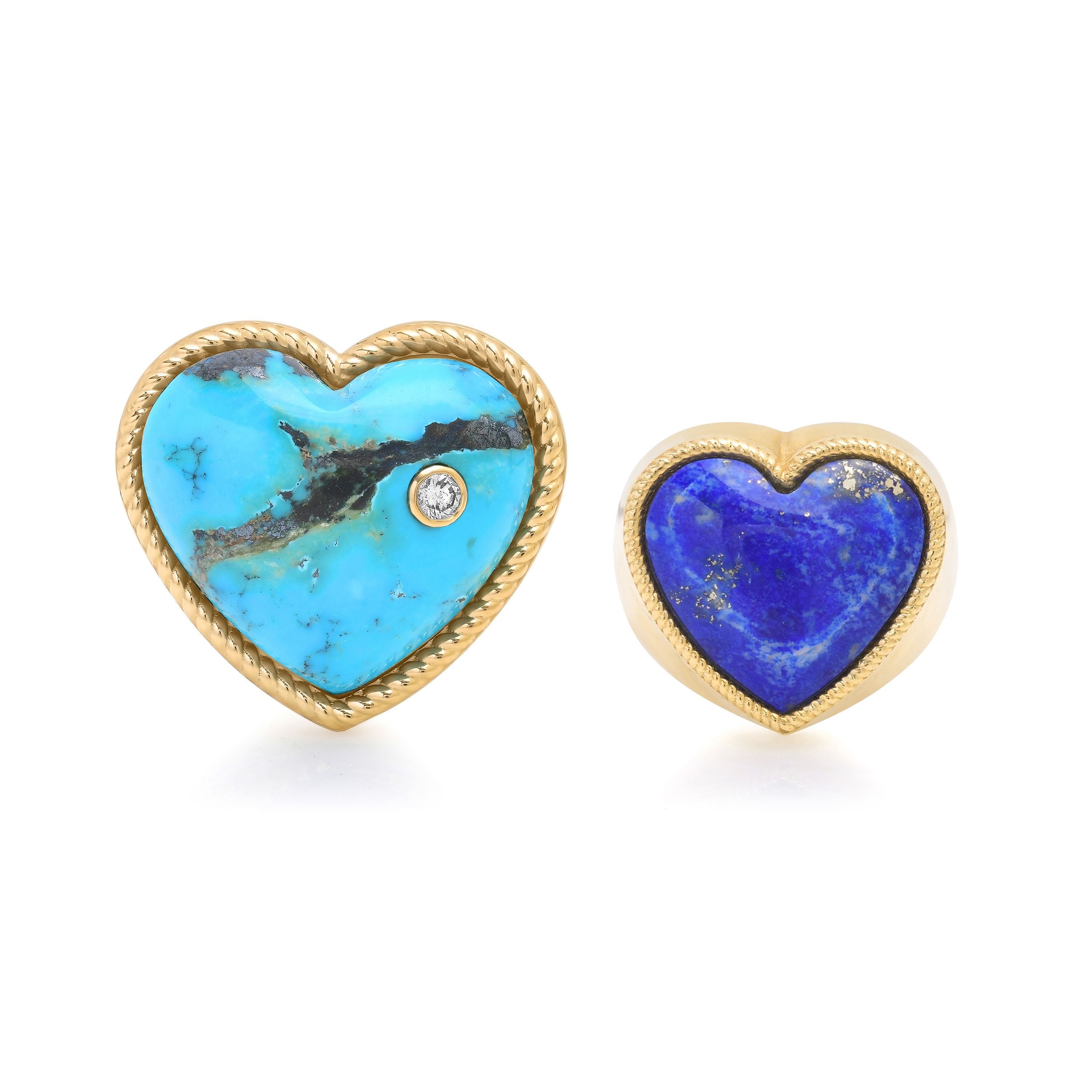 XL STONE HEART RING WITH DIAMOND