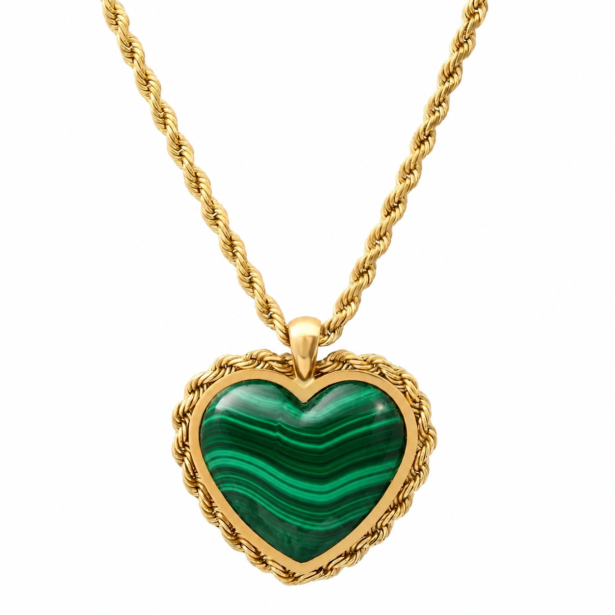 STONE HEART ROPE NECKLACE