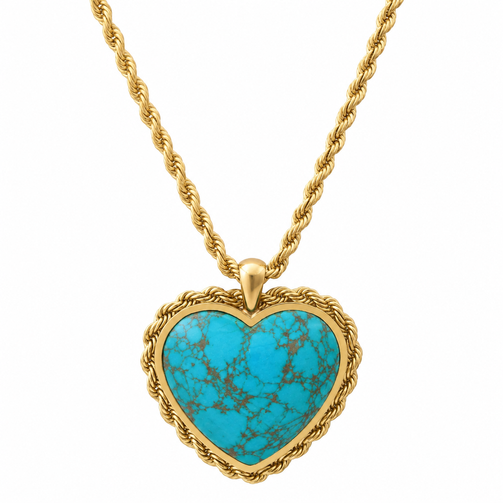 STONE HEART ROPE NECKLACE