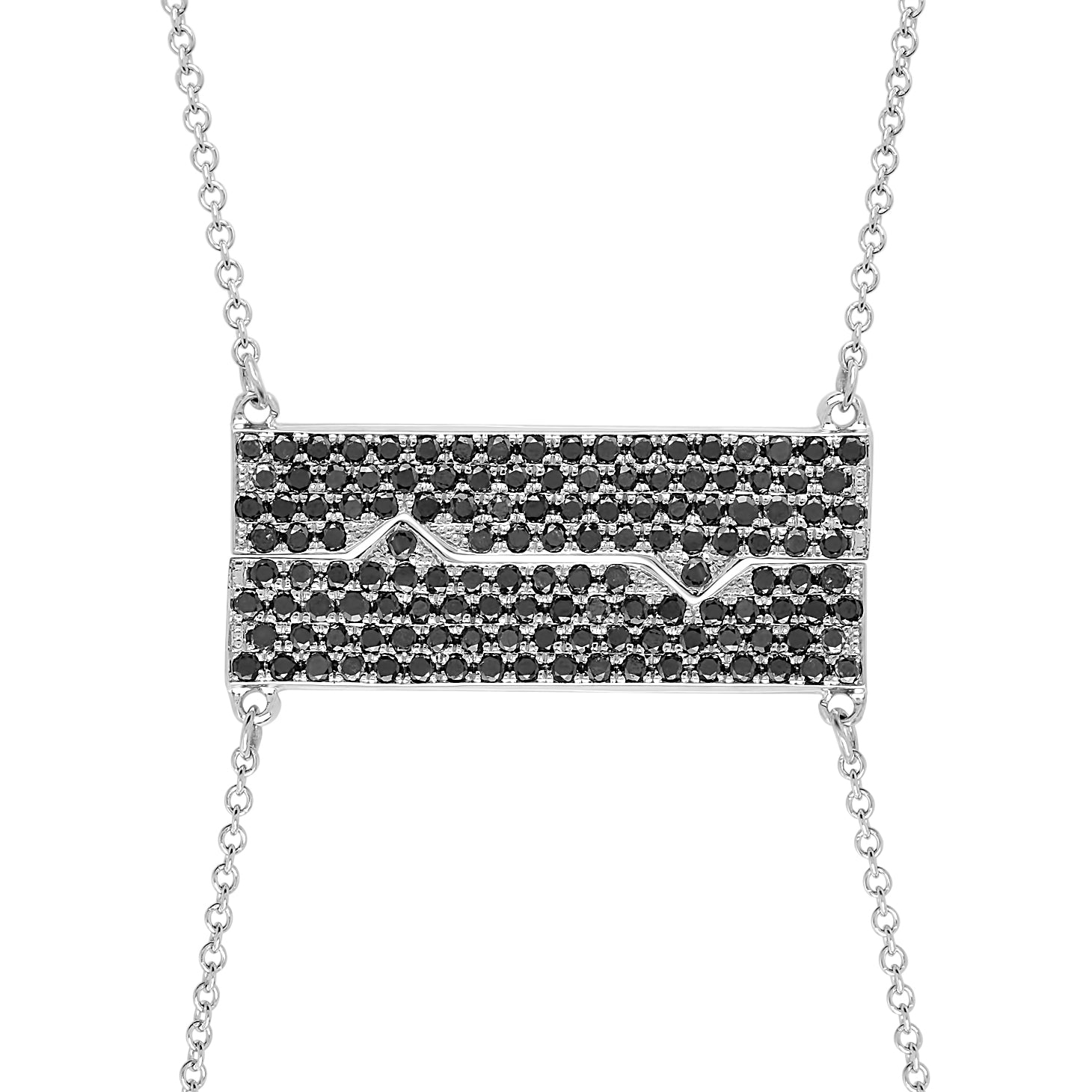 Horizontal Friendship Necklace with Black Diamonds