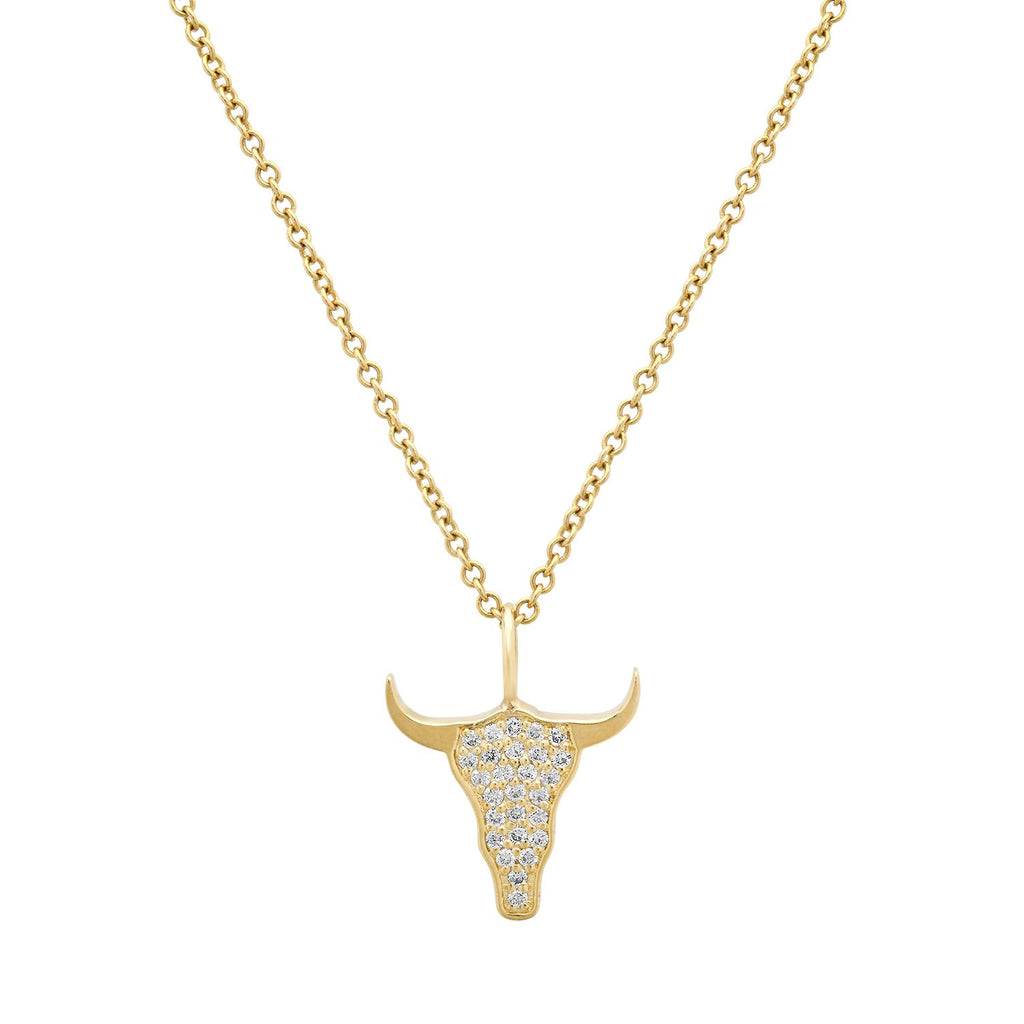 MINI BULL HEAD NECKLACE WITH DIAMONDS