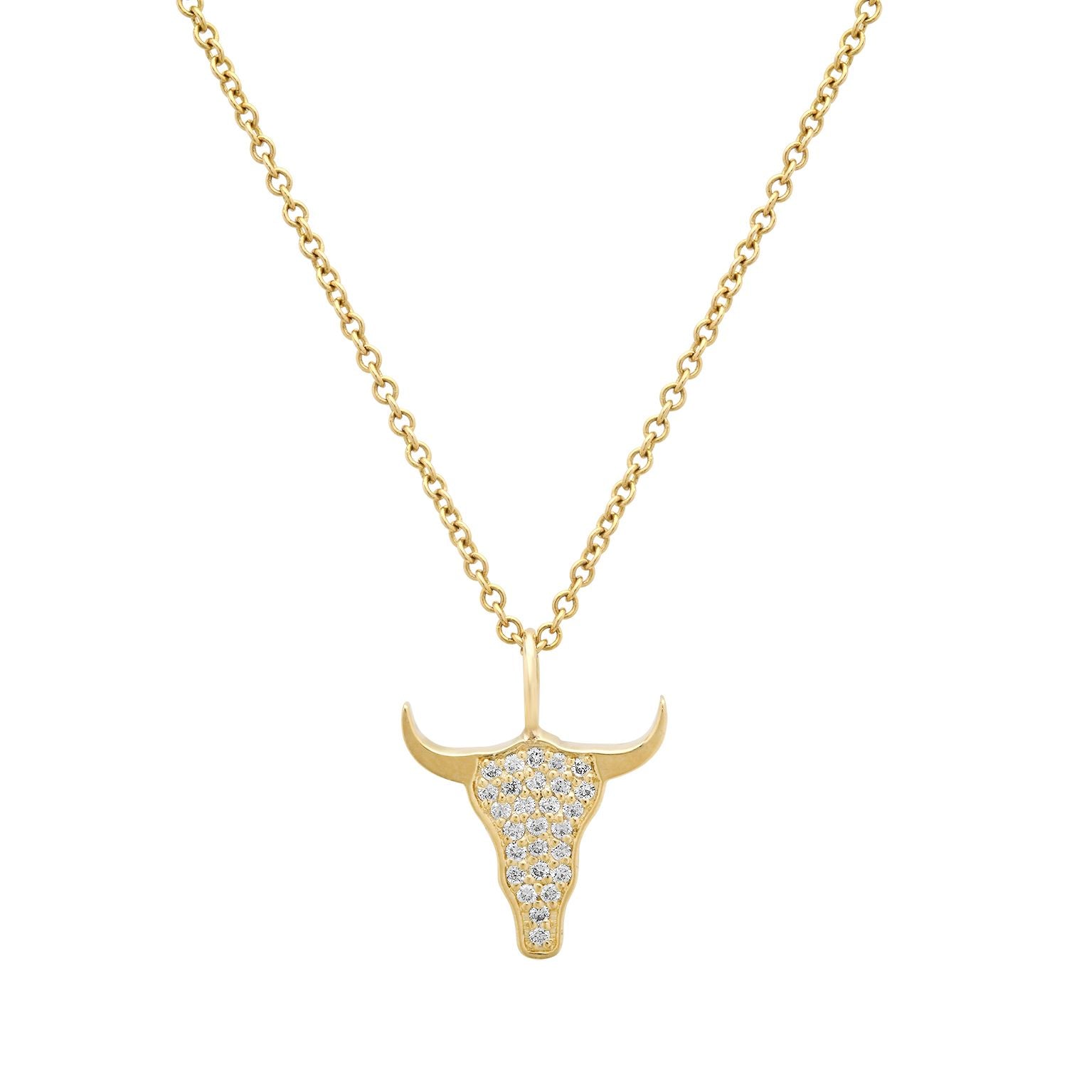 MINI BULL HEAD NECKLACE WITH DIAMONDS