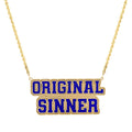 “ORIGINAL SINNER” JERSEY NAMEPLATE NECKLACE