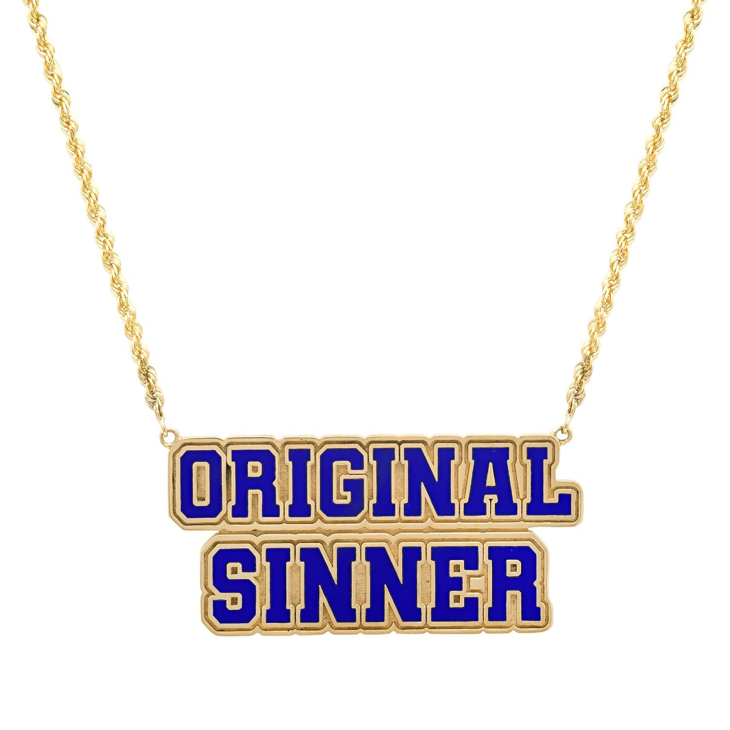 “ORIGINAL SINNER” JERSEY NAMEPLATE NECKLACE