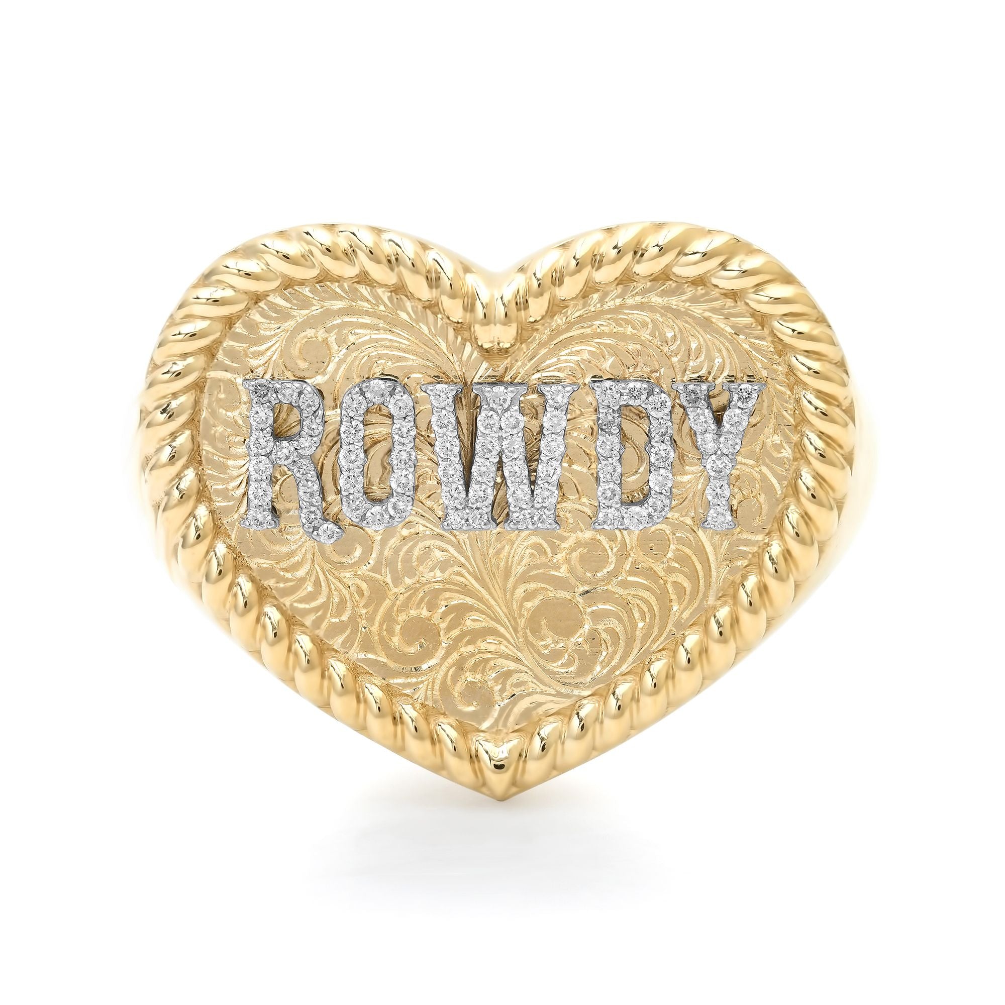 "ROWDY" DOUBLE FINGER HEART RING