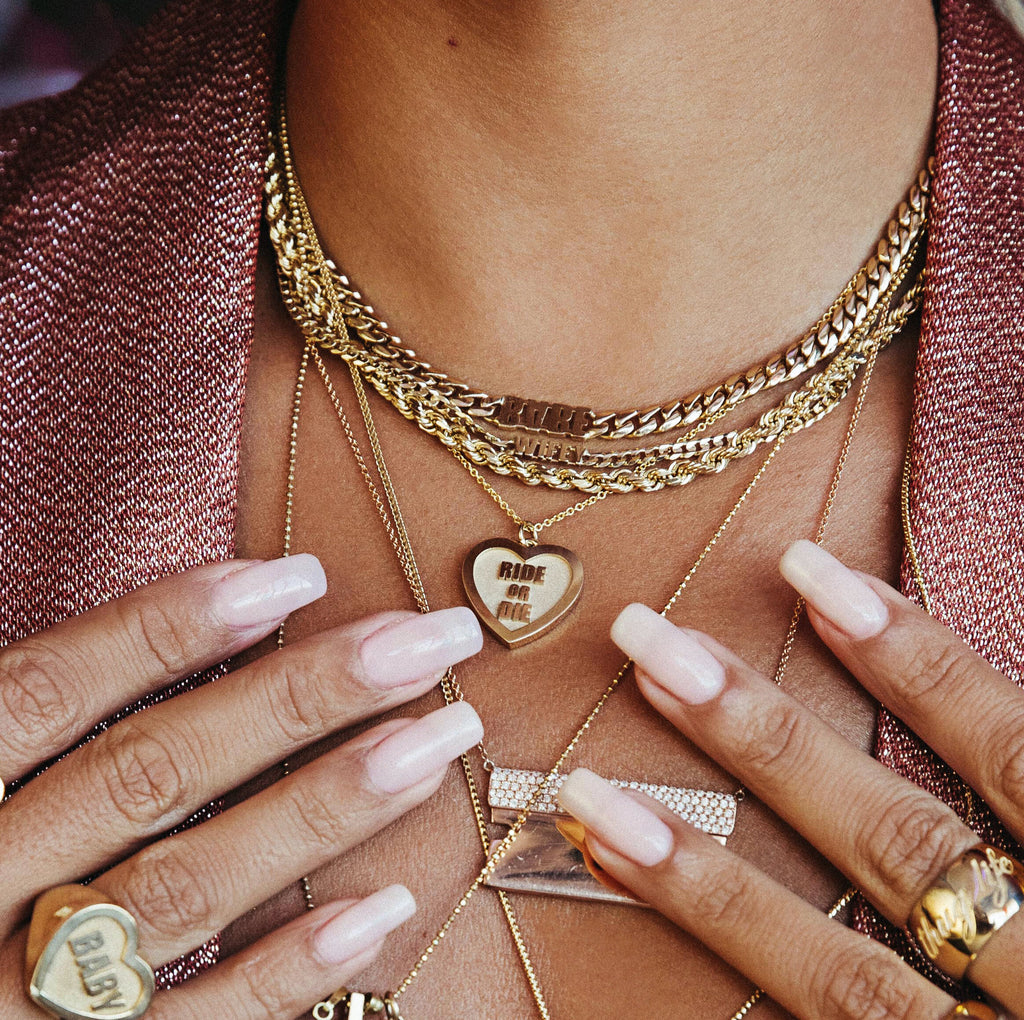 "RIDE OR DIE" HEART NECKLACE