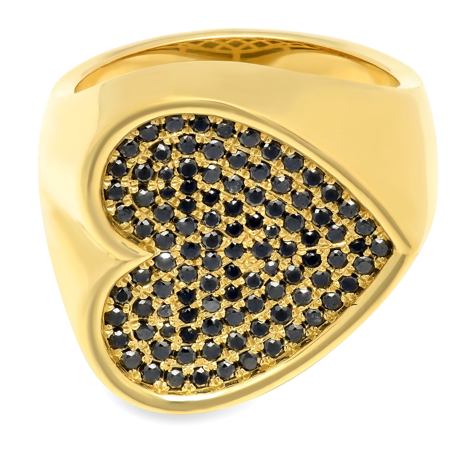 Sideways Black Diamond Heart Surface Ring