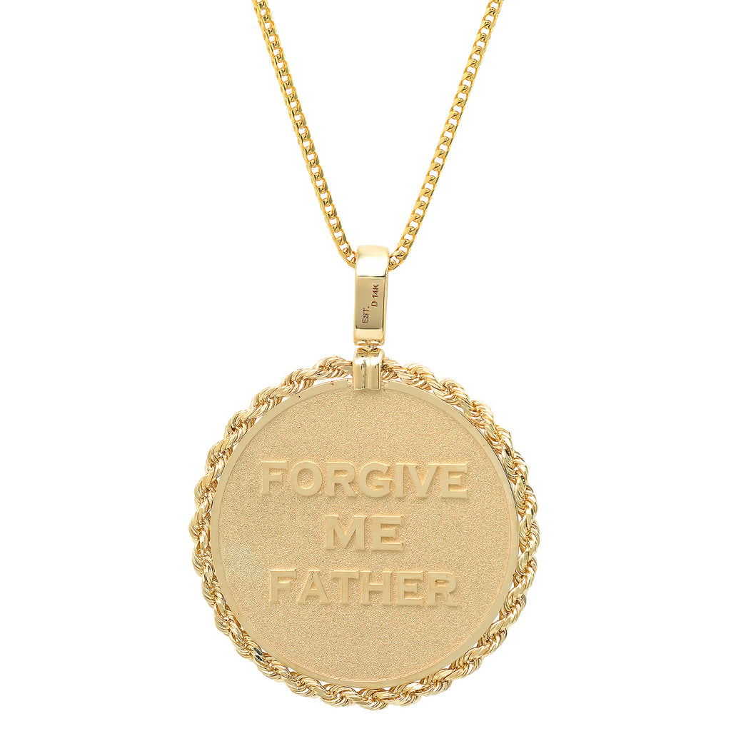 "FORGIVE ME FATHER / FOR I HAVE SINNED" SWIVEL PENDANT NECKLACE