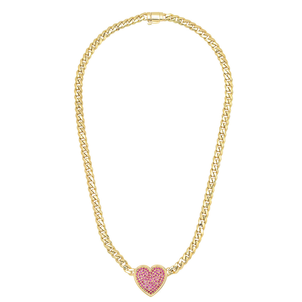 RUBY HEART CUBAN CHAIN