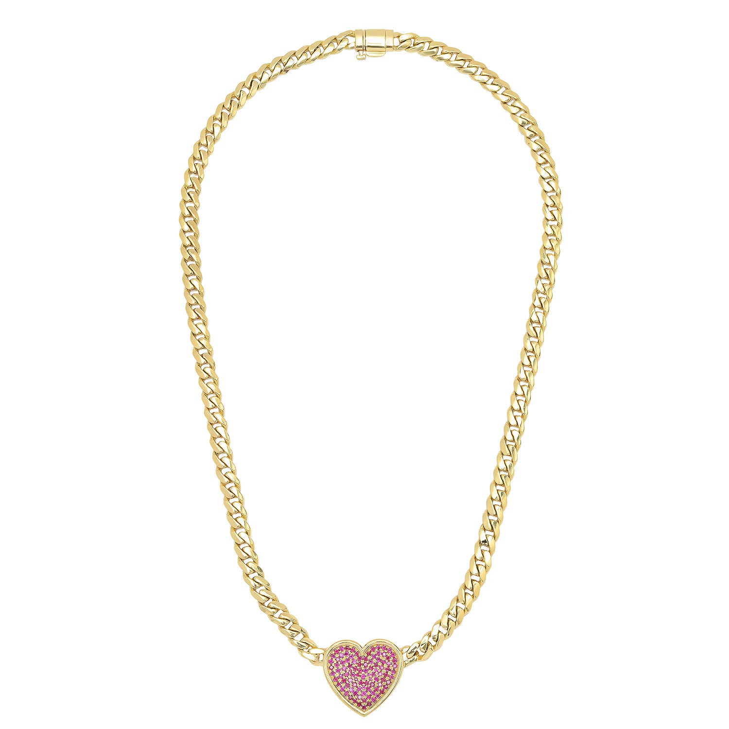 RUBY HEART CUBAN CHAIN