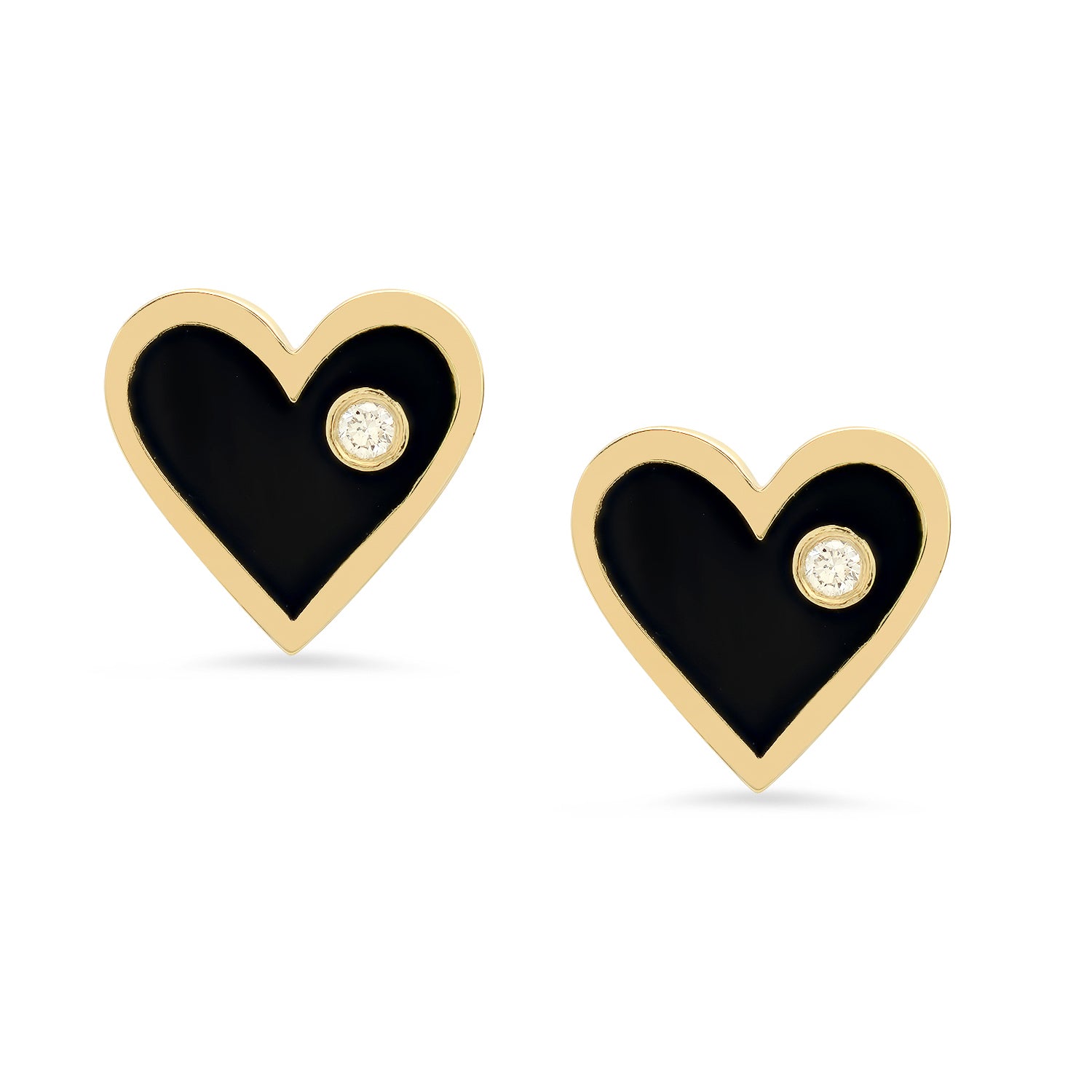 Diamond Enamel Heart Studs