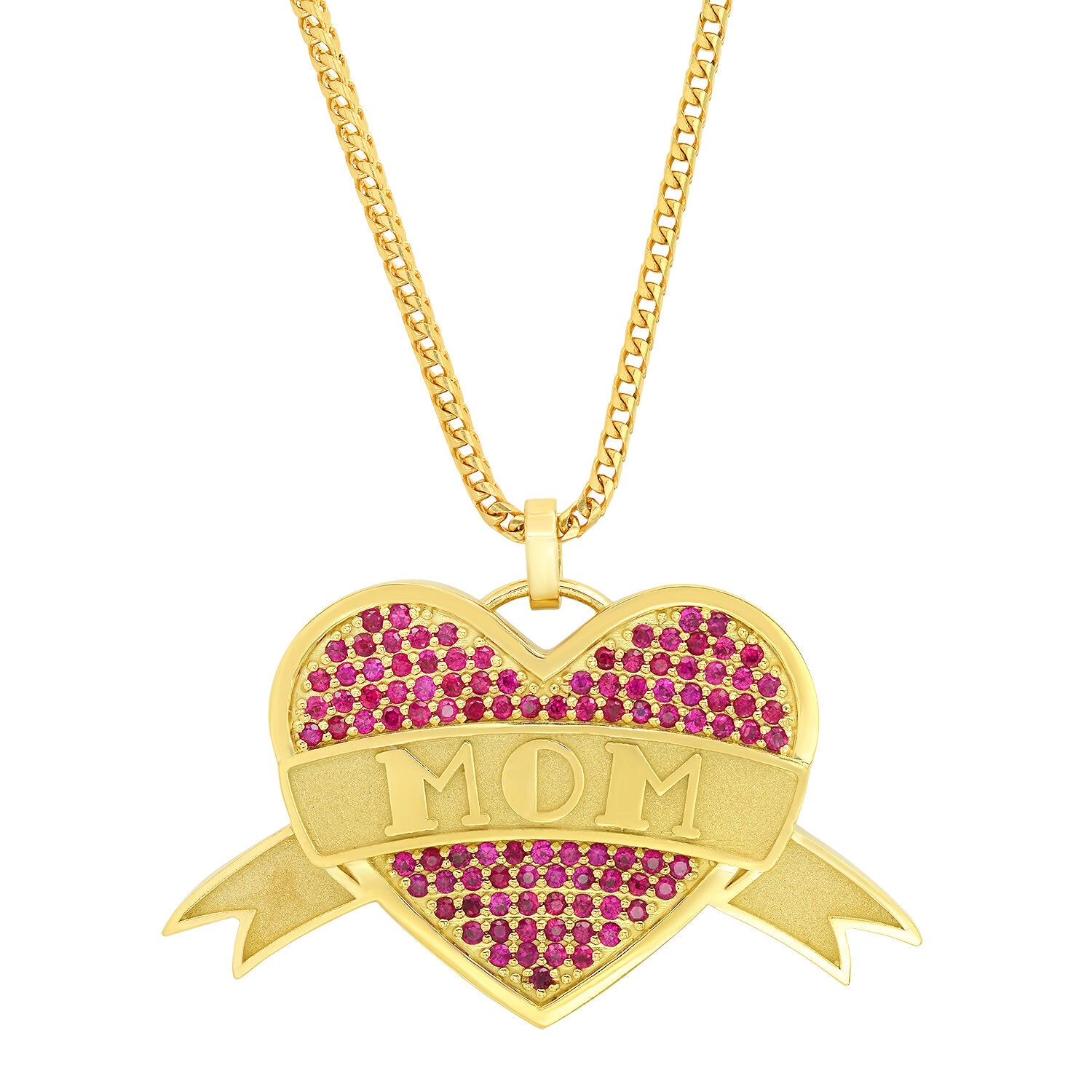"MOM" TATTOO HEART NECKLACE