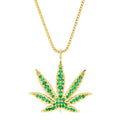 CANNABIS LEAF EMERALD NECKLACE