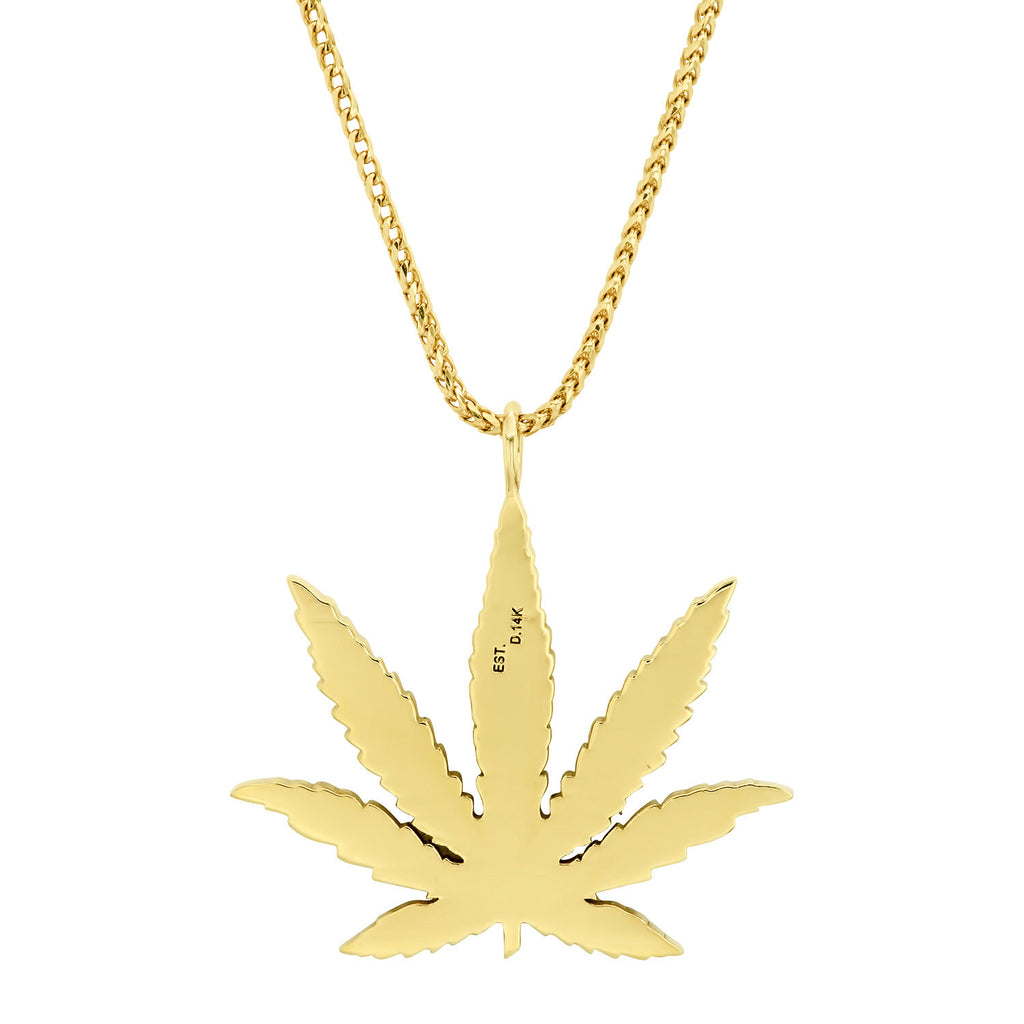 CANNABIS LEAF EMERALD NECKLACE
