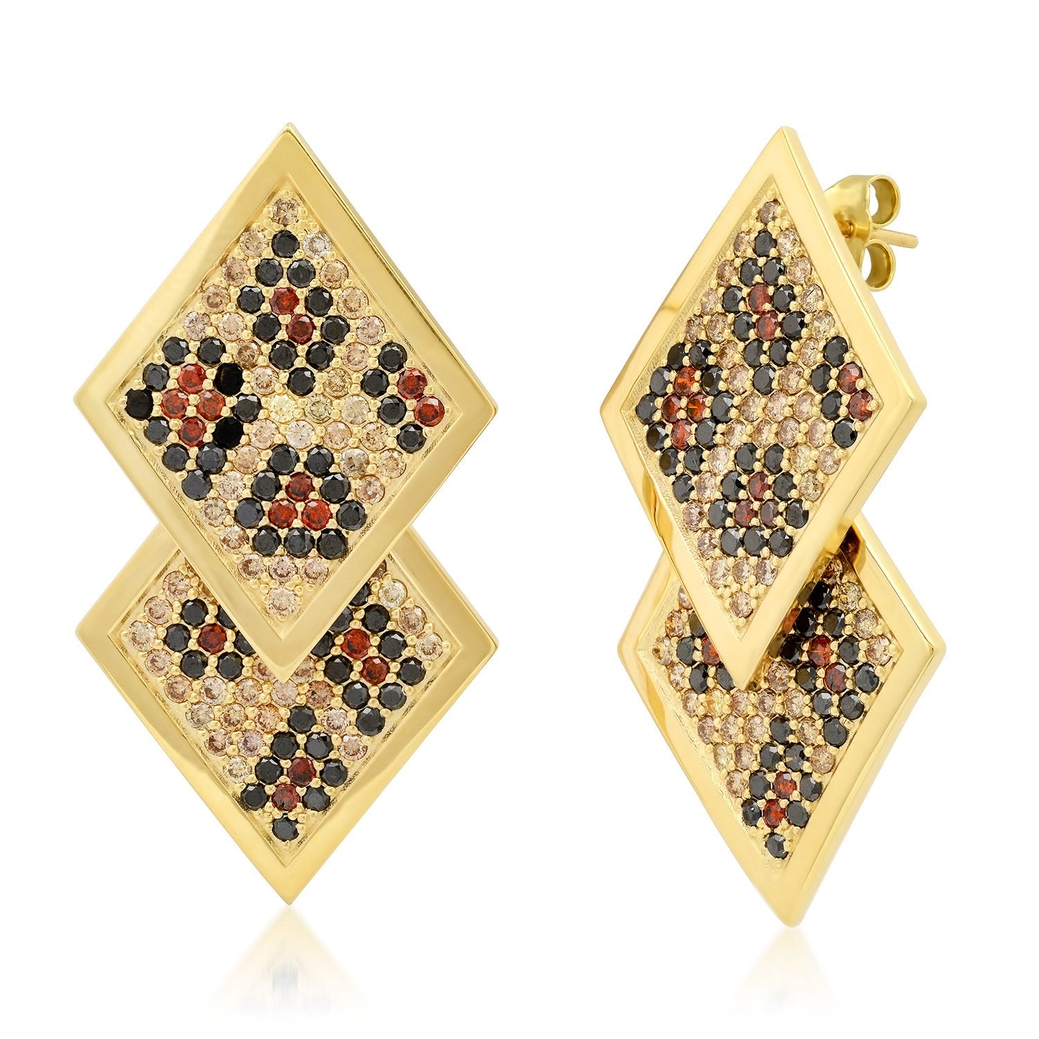 Leopard Pave Double Diamond Earrings