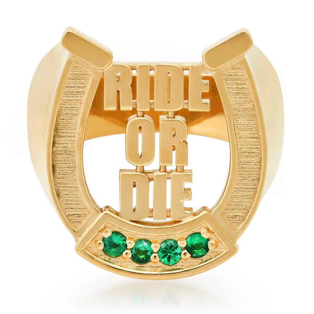 Ride or Die Emerald Horseshoe Ring