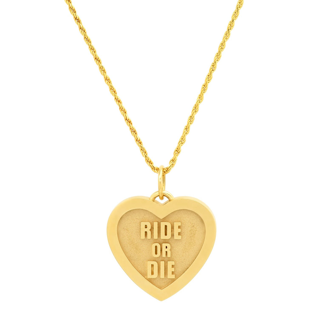 "RIDE OR DIE" HEART NECKLACE