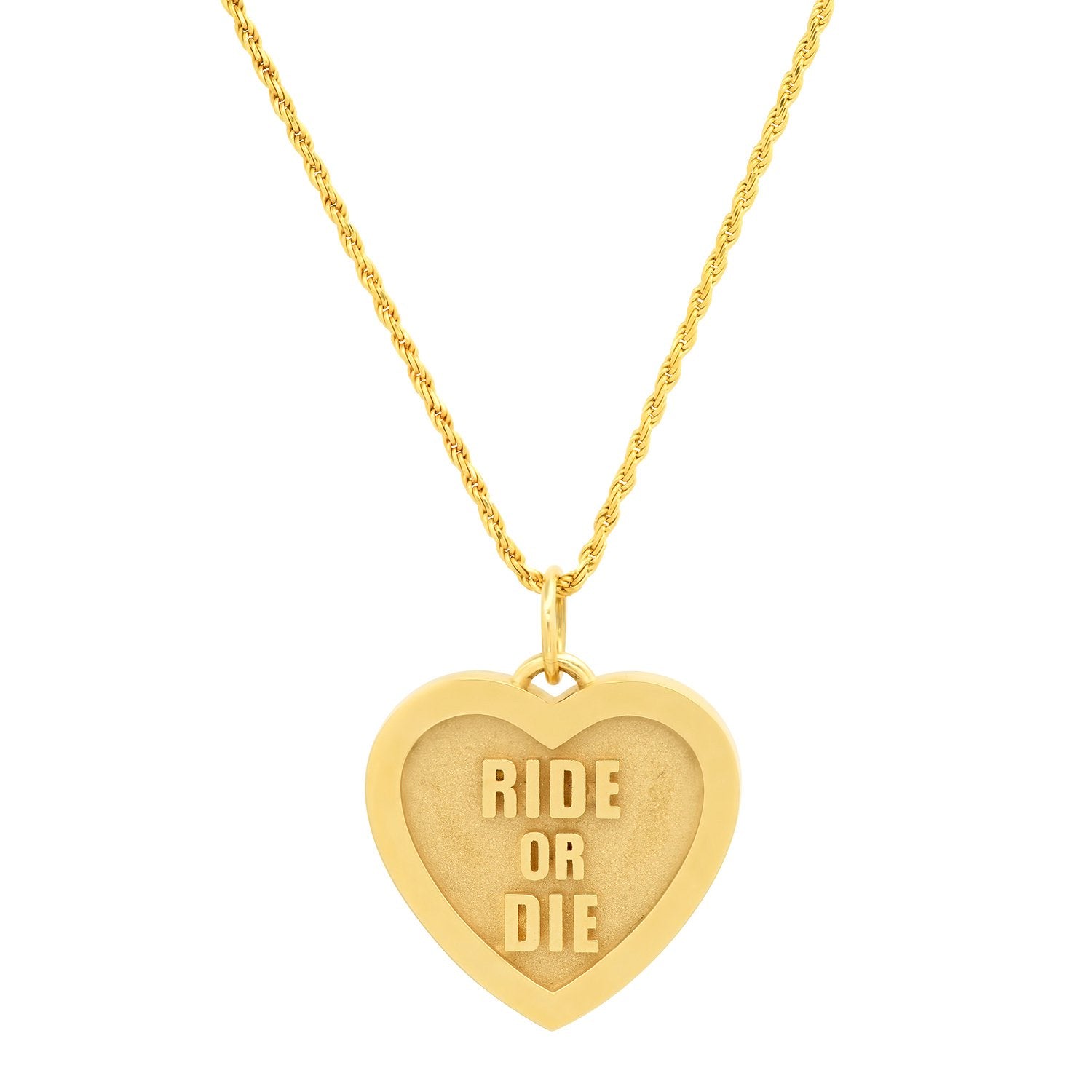 "RIDE OR DIE" HEART NECKLACE
