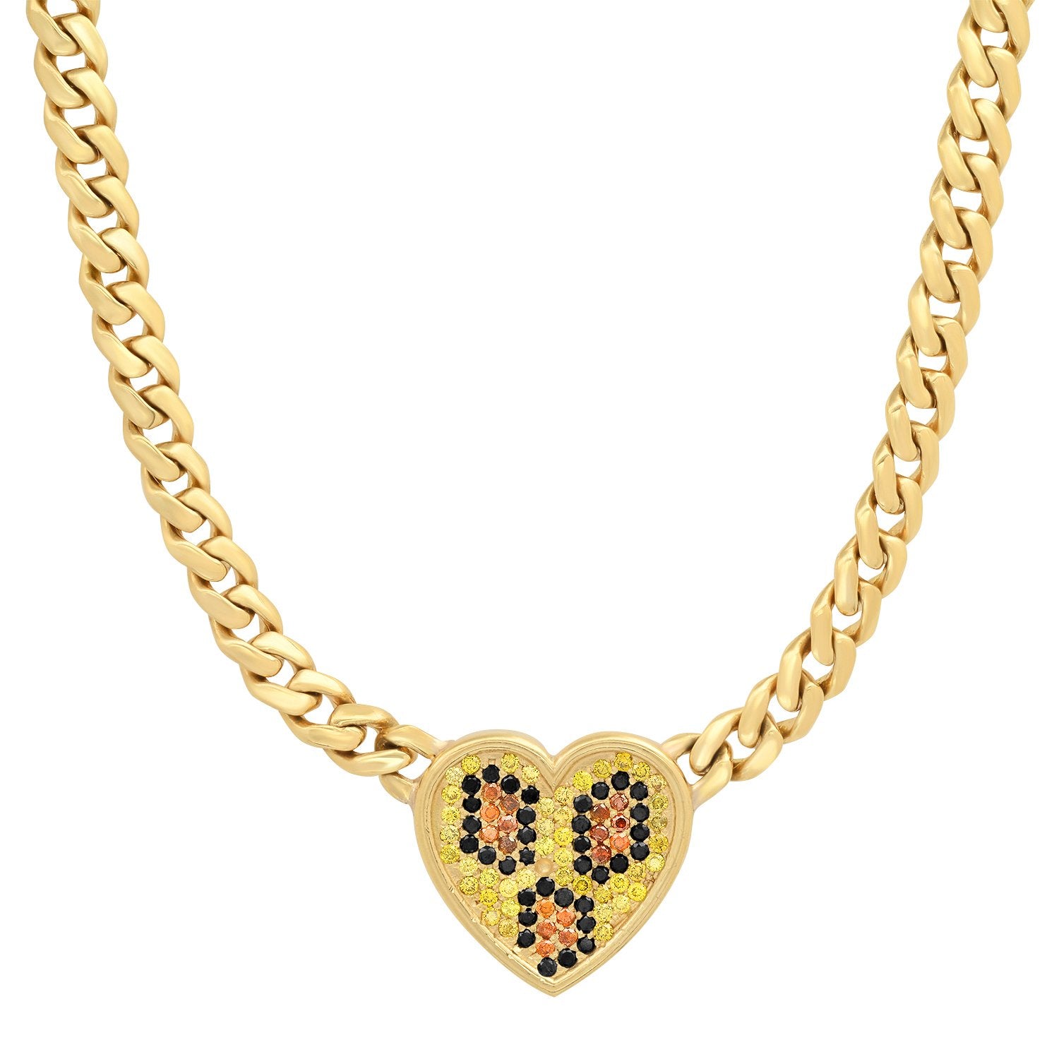 Leopard Pave Heart Necklace