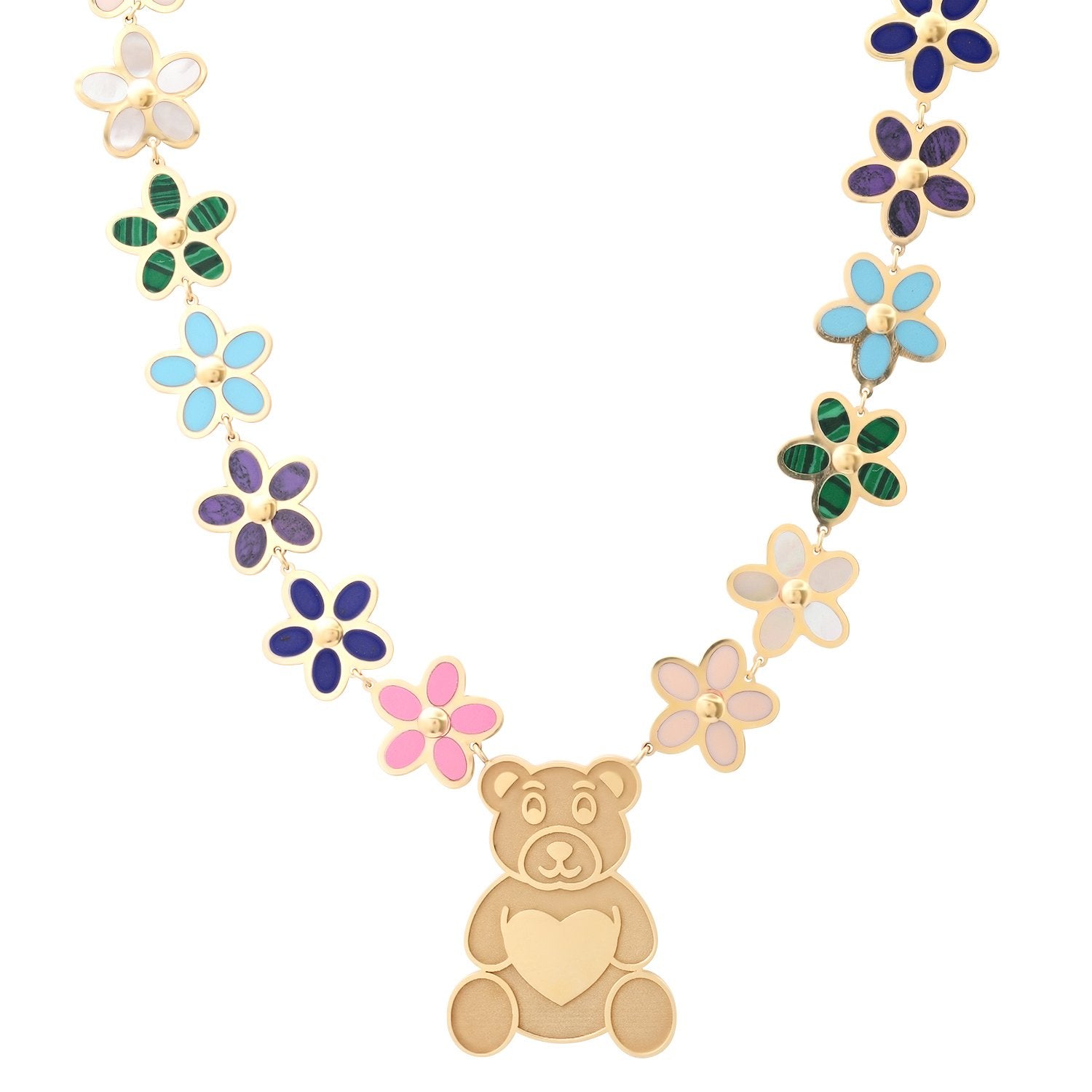 Flower Teddy Bear Necklace