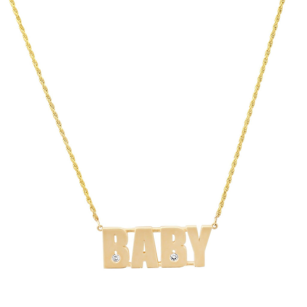 Baby Word Necklace with Diamonds