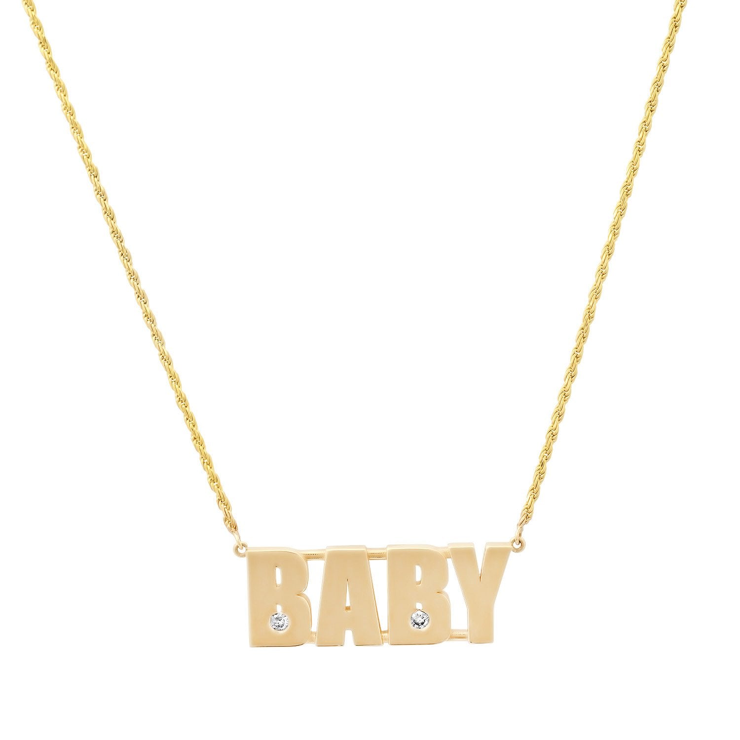 Baby Word Necklace with Diamonds