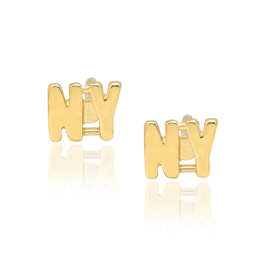 "NY" STUD EARRING