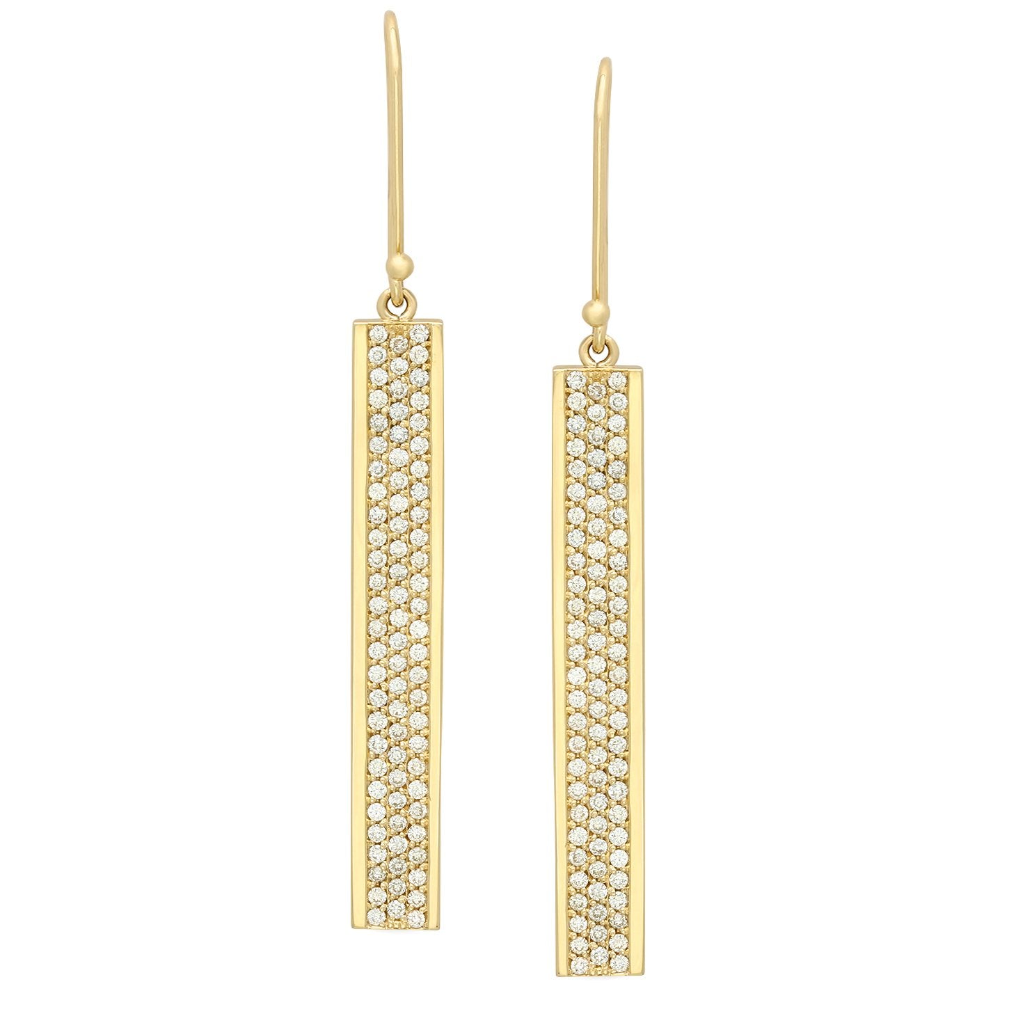 Diamond Flat Bar Dangle Earrings