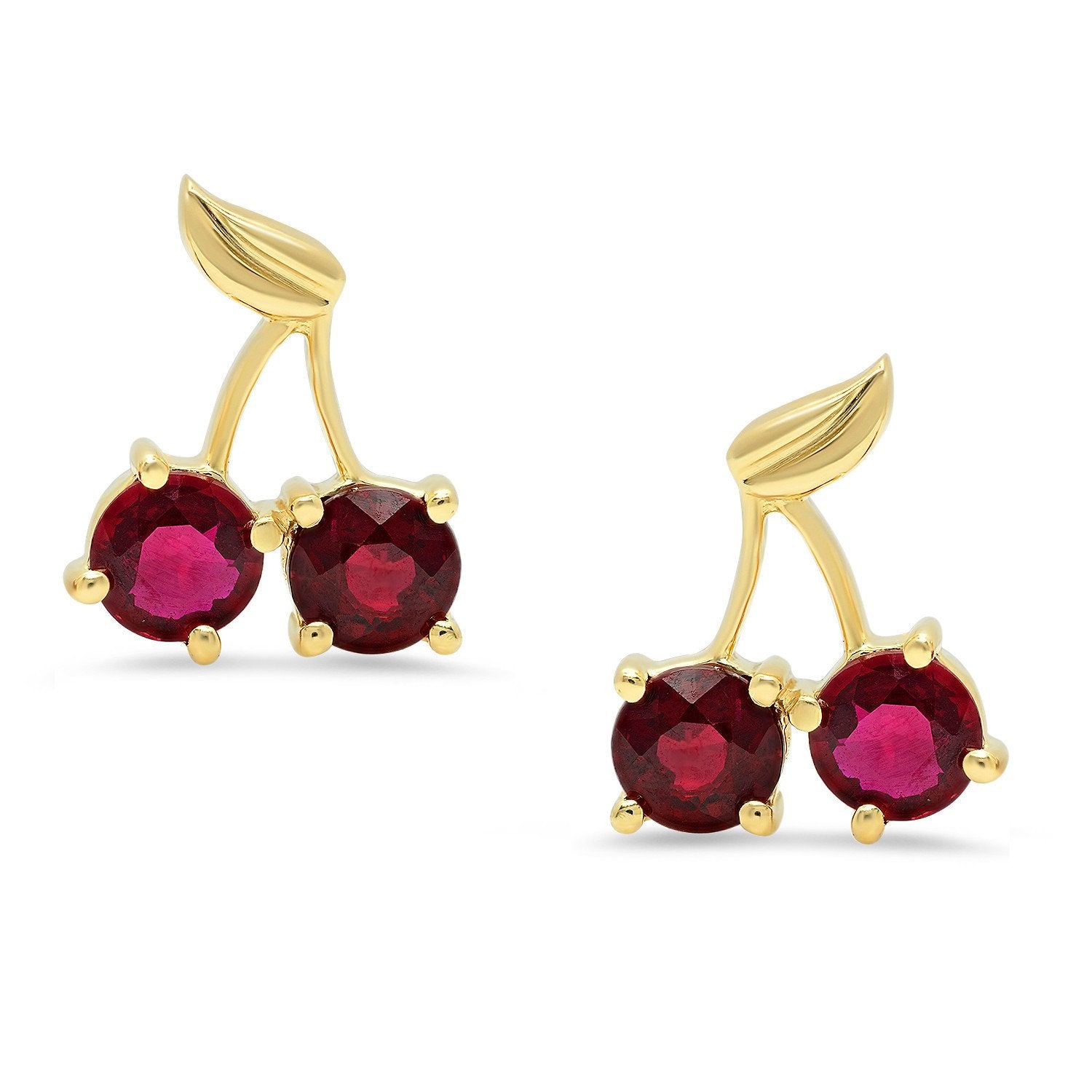 Cherry Stud Earrings w/ Rubies