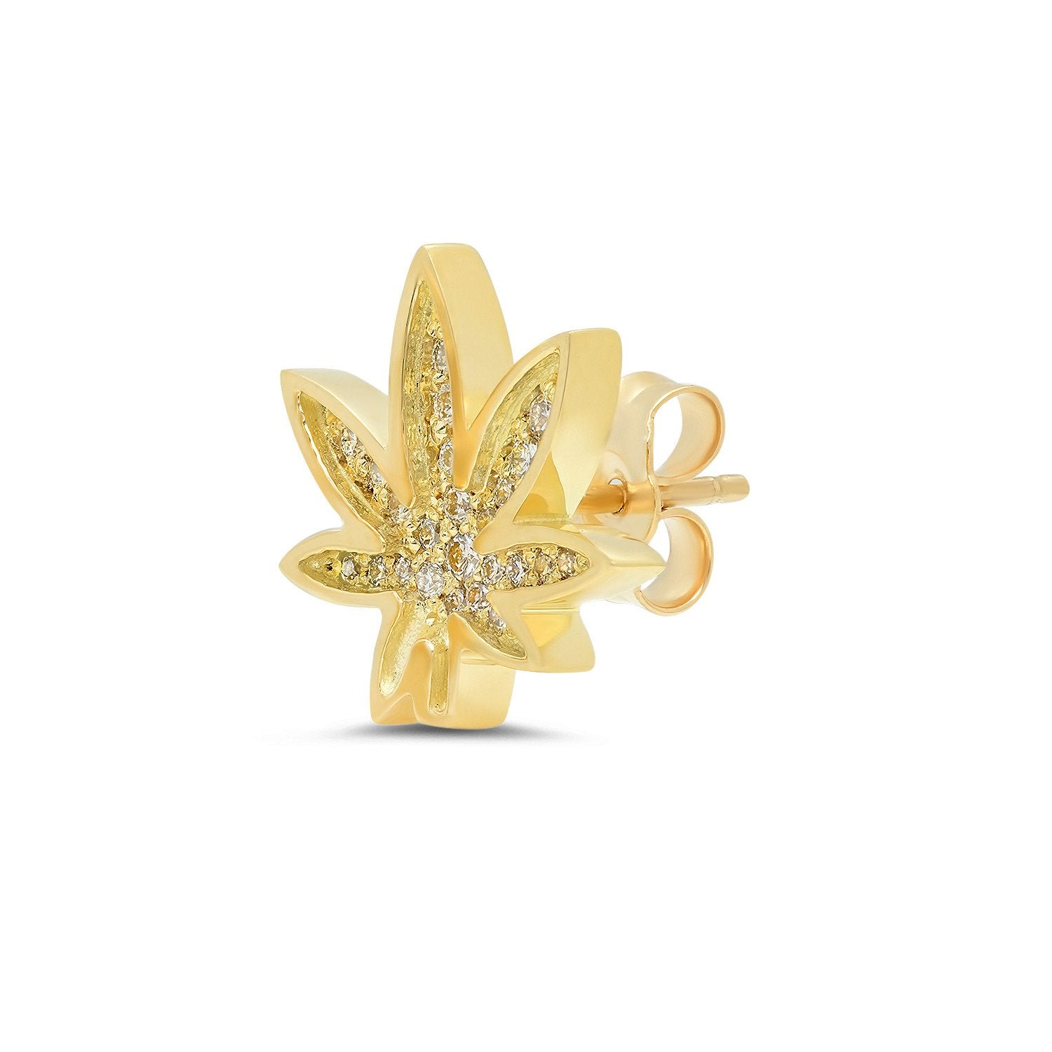 Cannabis Stud Earrings w/ Diamonds