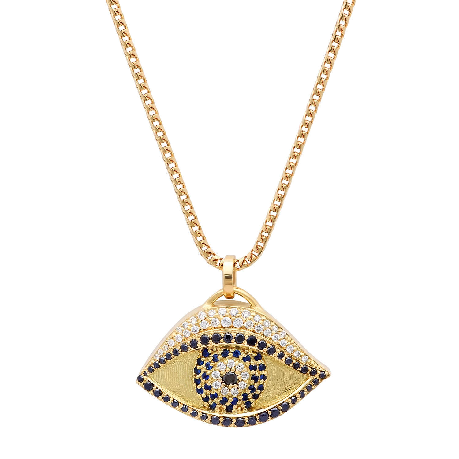Men's Evil Eye Necklace with Diamonds &amp; Precious Gemstones