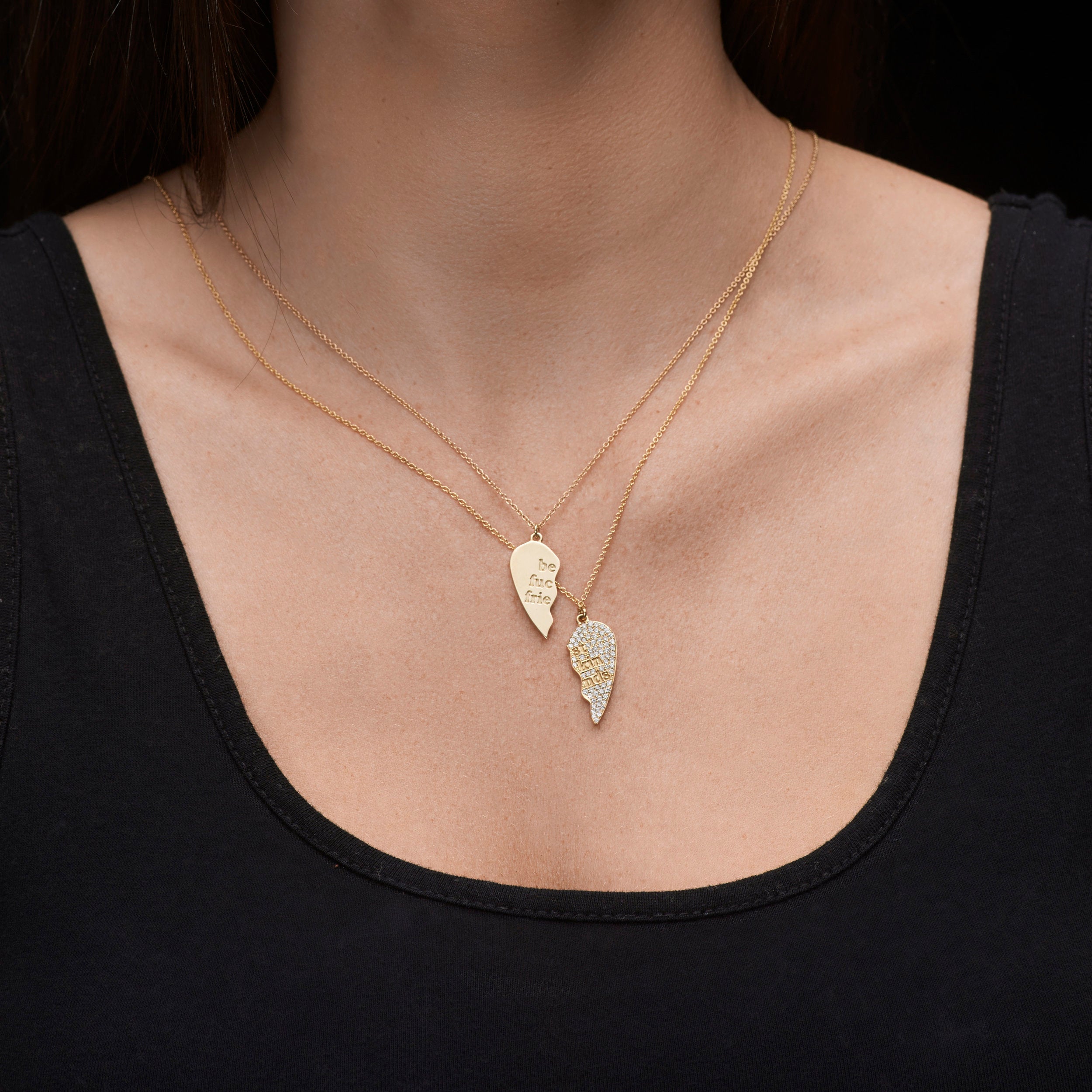 BEST FUCKIN FRIENDS HEART NECKLACES