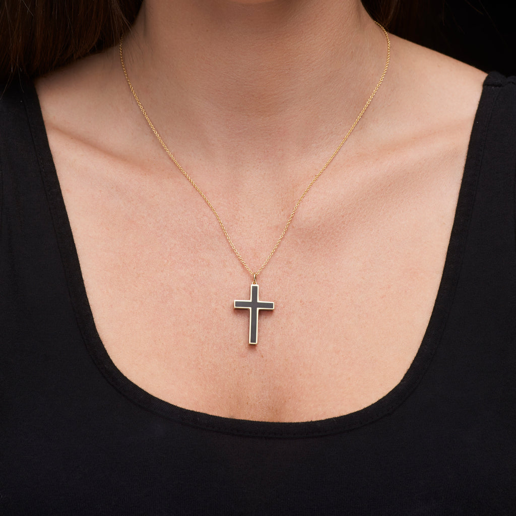 BLACK CROSS NECKLACE