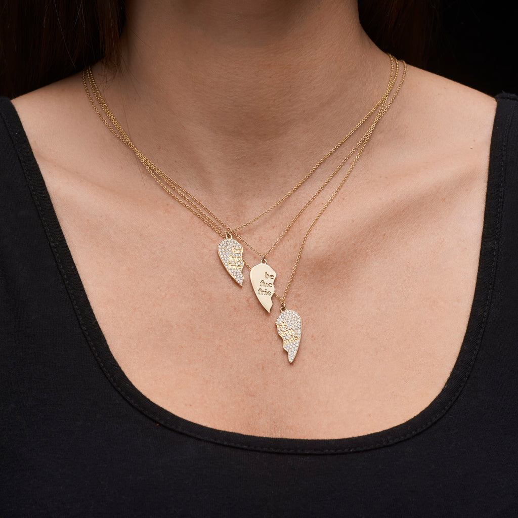 BEST FUCKIN FRIENDS HEART NECKLACES WITH DIAMONDS