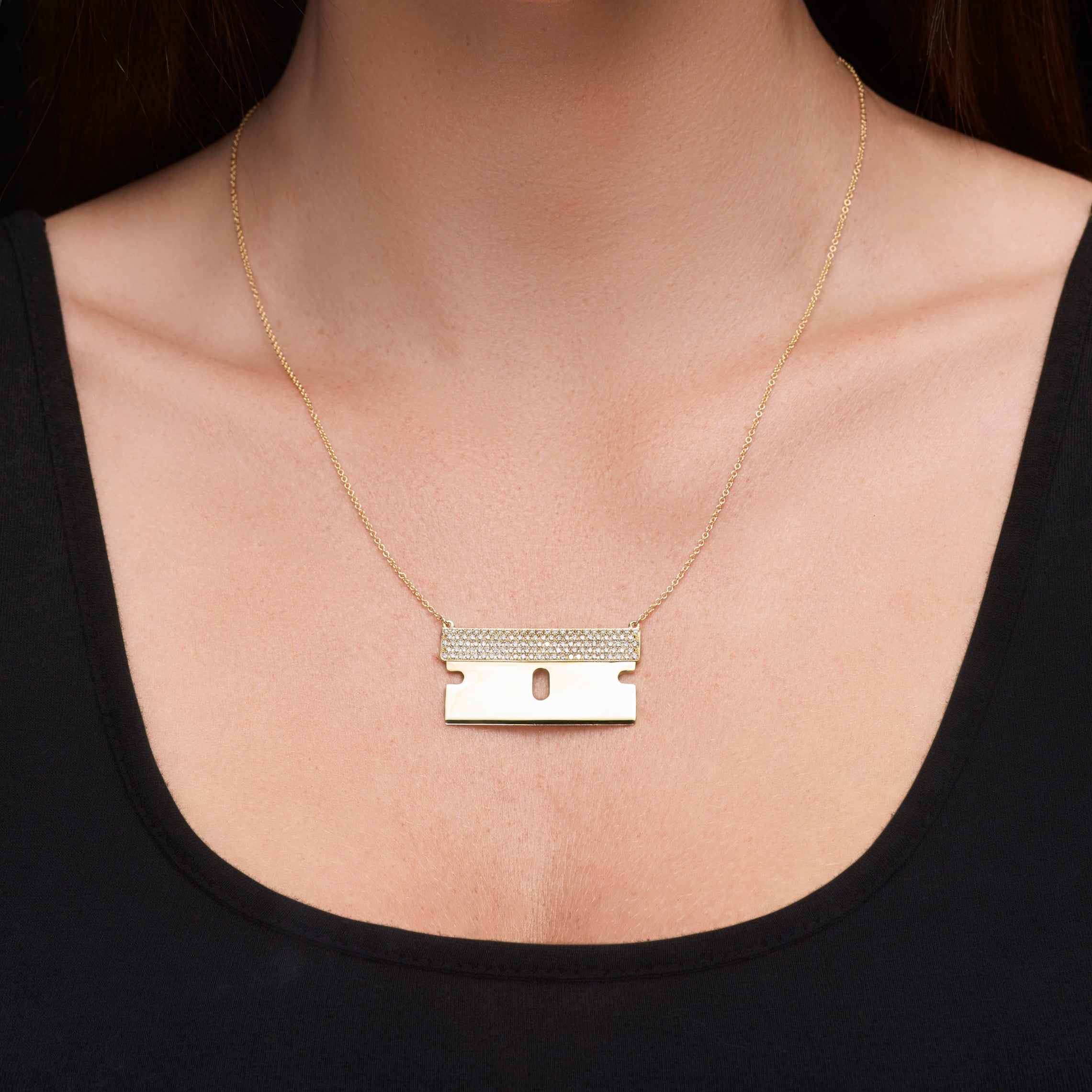 Razor Blade Necklace w/ Diamonds