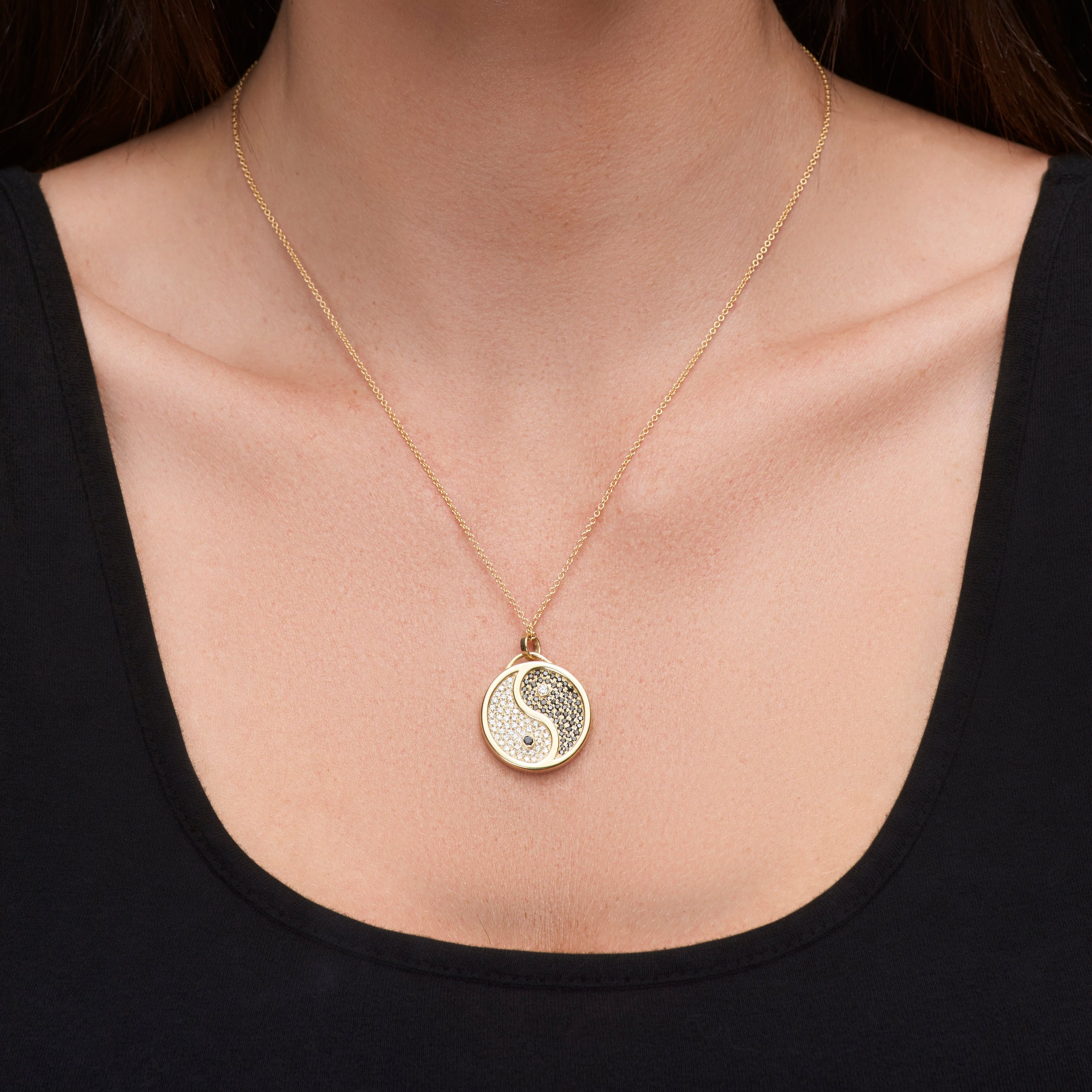Yin Yang Pendant Necklace w/ Diamonds